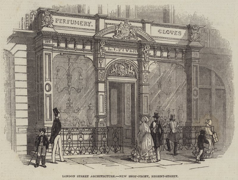 London Street Architecture, New Shop-Front, Regent-Street (gravering) av English School