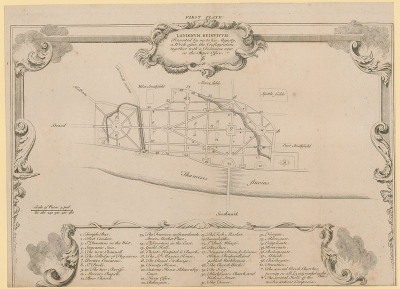 London restaurert, Sir John Evelyns plan for å gjenoppbygge City of London etter brannen i 1666 av English School