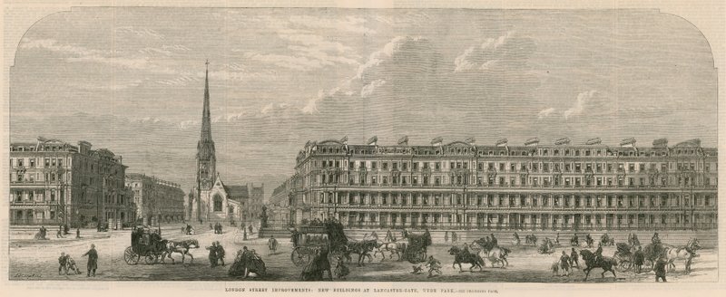 London street forbedringer: Nye bygninger ved Lancaster Gate, Hyde Park av English School
