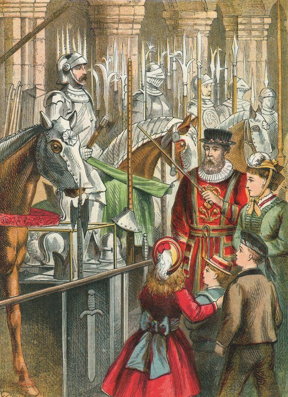 Ser på rustning ved Tower of London av English School