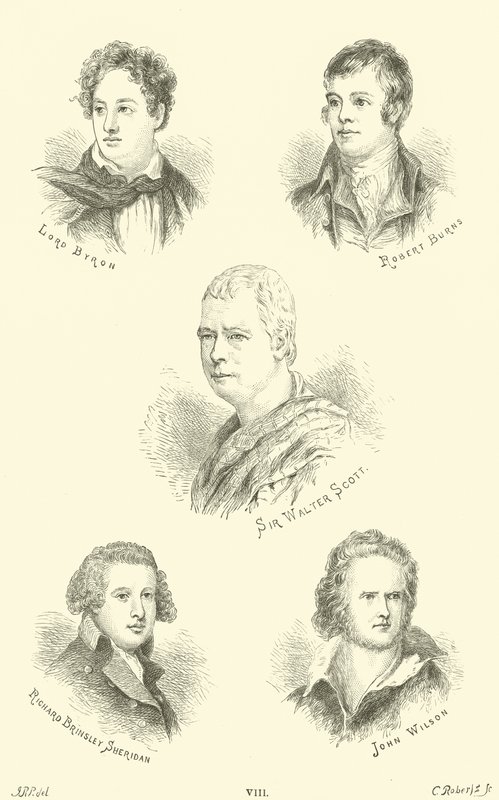 Lord Byron, Robert Burns, Sir Walter Scott, Richard Brinsley Sheridan, John Wilson av English School