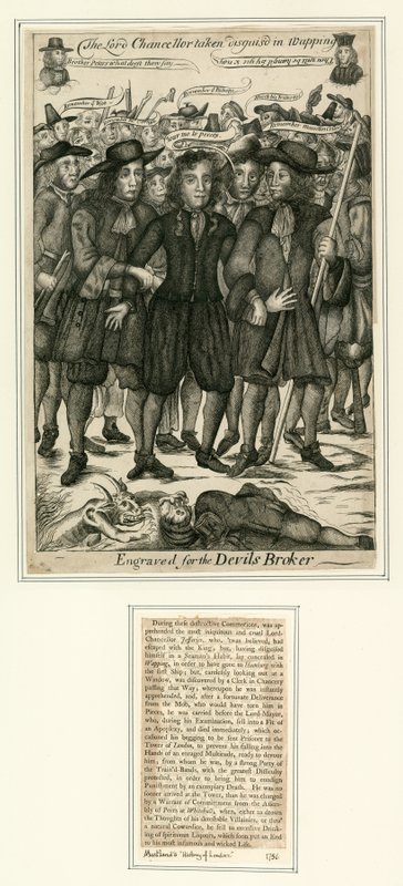 Lord Chancellor Jefferies arrestert i Wapping av English School