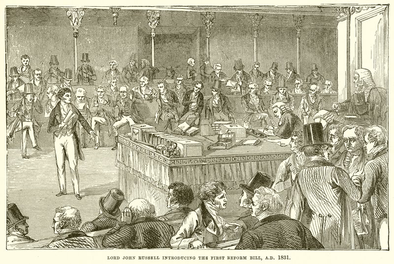 Lord John Russell introduserer det første reformforslaget, 1831 e.Kr av English School