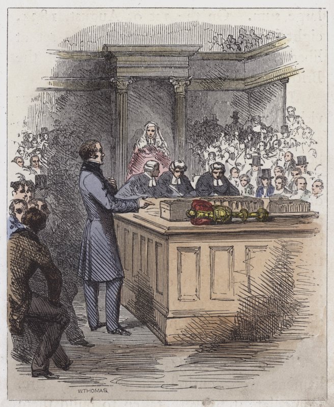 Lord John Russell i Underhuset (farget gravering) av English School