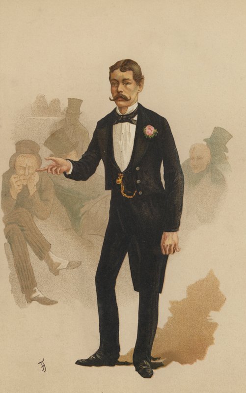 Lord Randolph Churchill, MP, medlem for Woodstock (farge litho) av English School