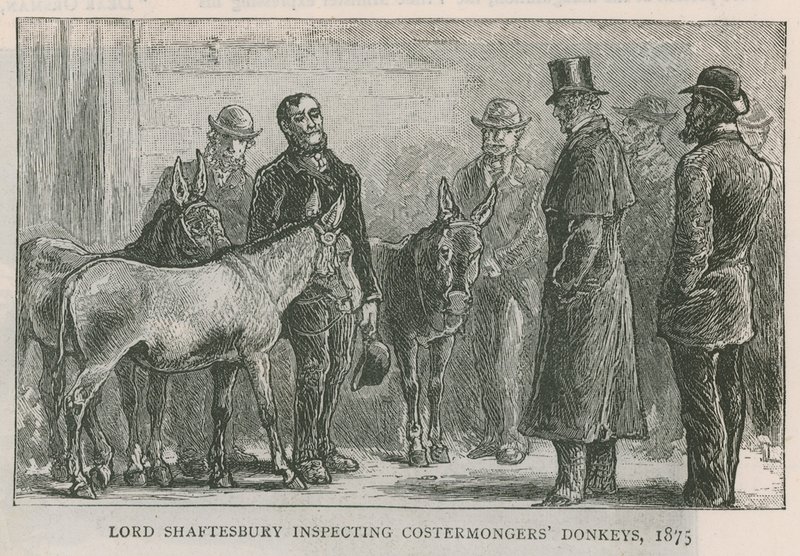 Lord Shaftesbury inspiserer costermongers-esler av English School
