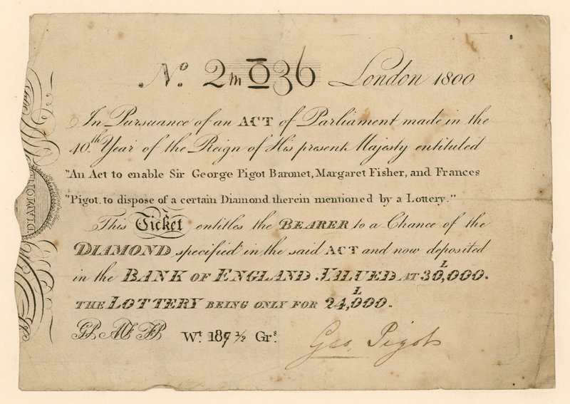 Lotteri for å vinne en diamant, 1800 av English School