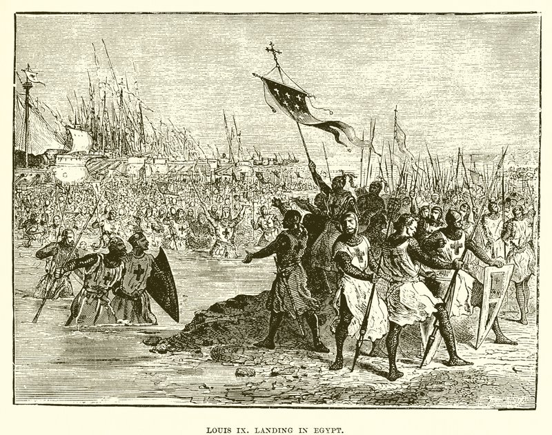 Louis IX lander i Egypt av English School