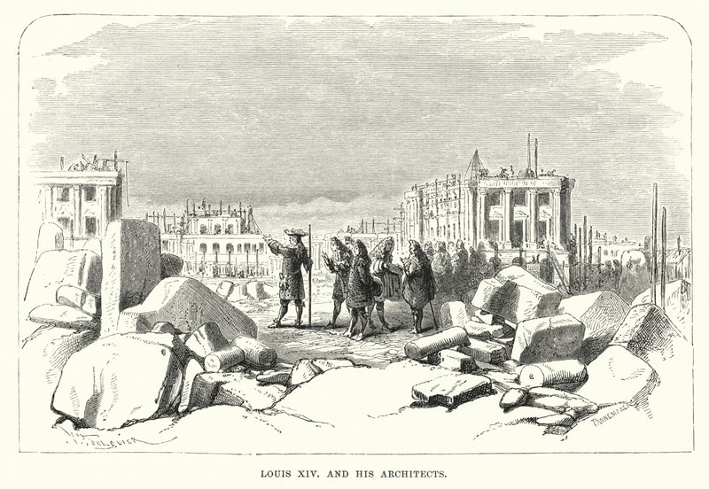 Louis XIV og hans arkitekter (gravering) av English School