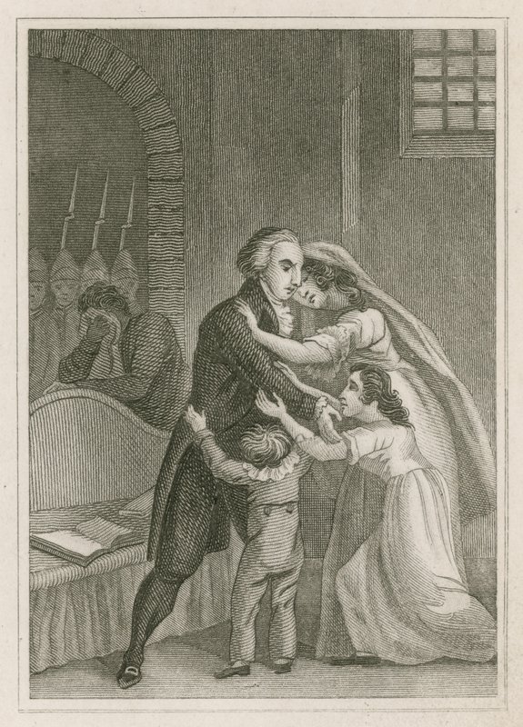 Louis XVI av Frankrike tok avskjed med familien sin, 1793 av English School