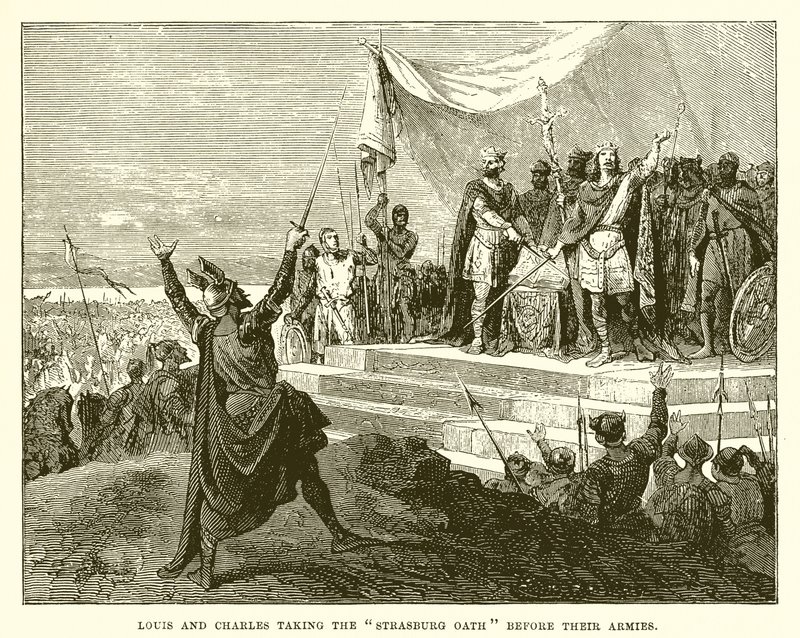 Louis og Charles avla Strasburg-eden før hærene sine av English School