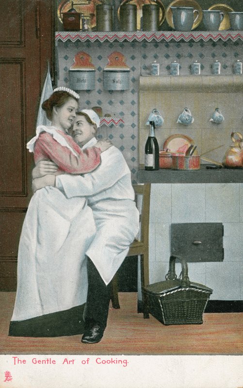 Kjærlighet på kjøkkenet (farge litho) av English School