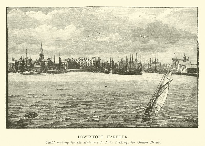 Lowestoft havn. Yachtbygging for inngangen til Lake Lothing, for Oulton Broad av English School