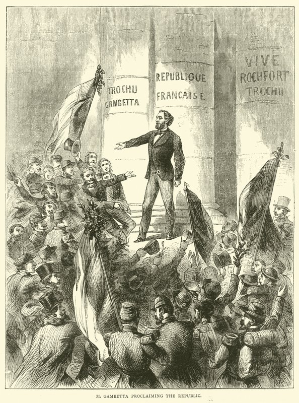 M Gambetta proklamerte republikken, september 1870 av English School
