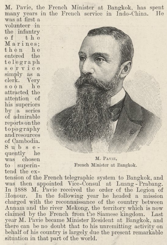M Pavie, fransk minister i Bangkok (gravering) av English School