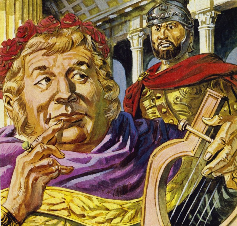 Den gale keiseren Nero ba Tigellinus om å sette fyr på Roma av English School