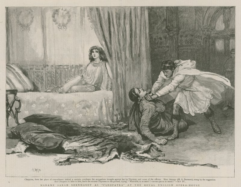 Madame Sarah Bernhardt som Cleopatra ved Royal English Opera House av English School