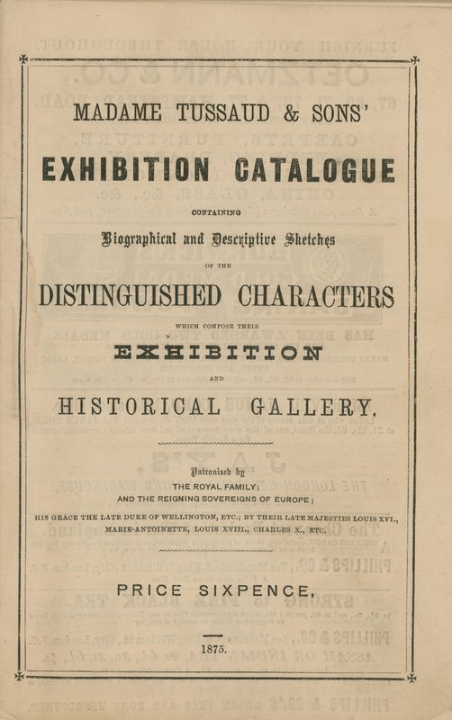 Madame Tussaud & Sons utstillingskatalog for 1875 av English School