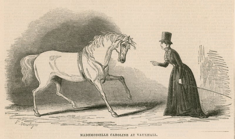 Mademoiselle Caroline ved Vauxhall Gardens, London av English School