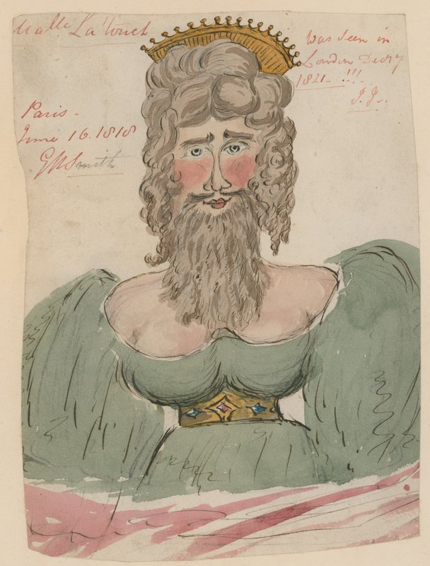 Mademoiselle Latouch, skjeggete dame (wc på papir) av English School