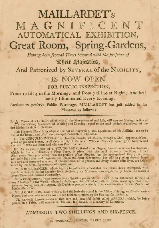 Maillardets praktfulle automatiske utstilling, Great Room, Spring Gardens, London av English School