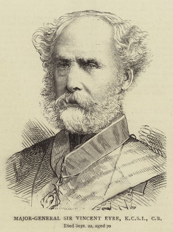 Generalmajor Sir Vincent Eyre, KCSI, CB (gravering) av English School