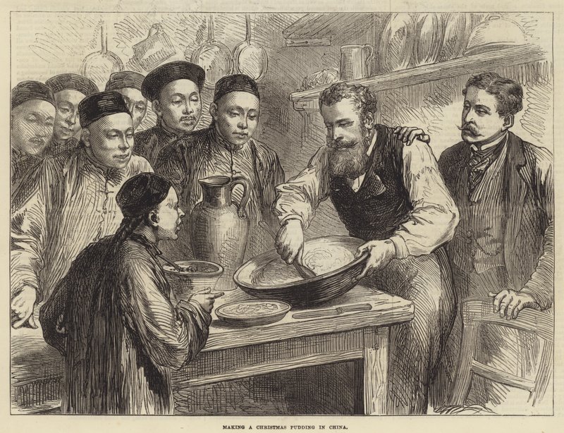 Lage en julepudding i Kina (gravering) av English School