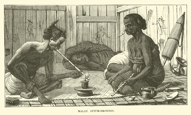 malaysiske opium-røykere av English School