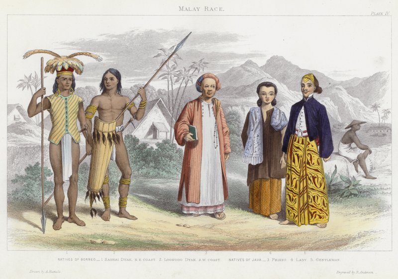 Malay Race (farget gravering) av English School