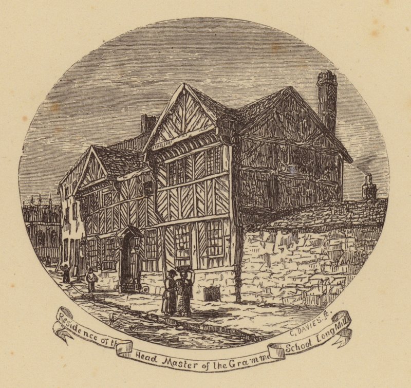 Manchester: Residens for rektor ved Grammar School, Long Mill (gravering) av English School
