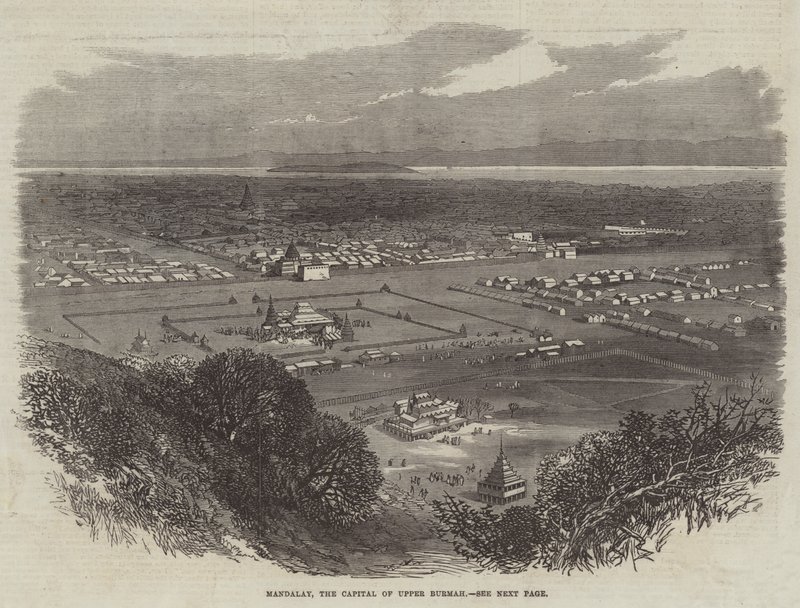 Mandalay, hovedstaden i Øvre Burmah (gravering) av English School