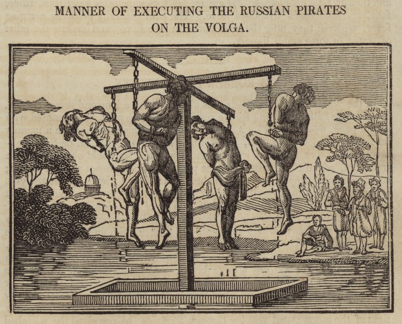 Måte å henrette de russiske piratene på Volga (gravering) av English School