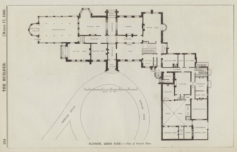 Mansion, Leigh Park, Plan over første etasje (gravering) av English School