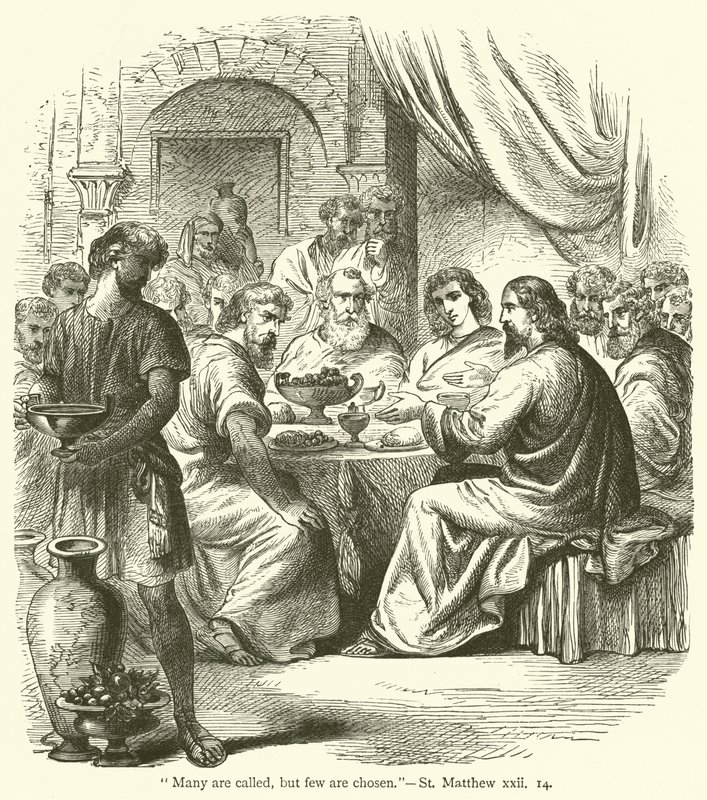 "Mange er kalt, men få er utvalgt", St Matteus, xxii av English School