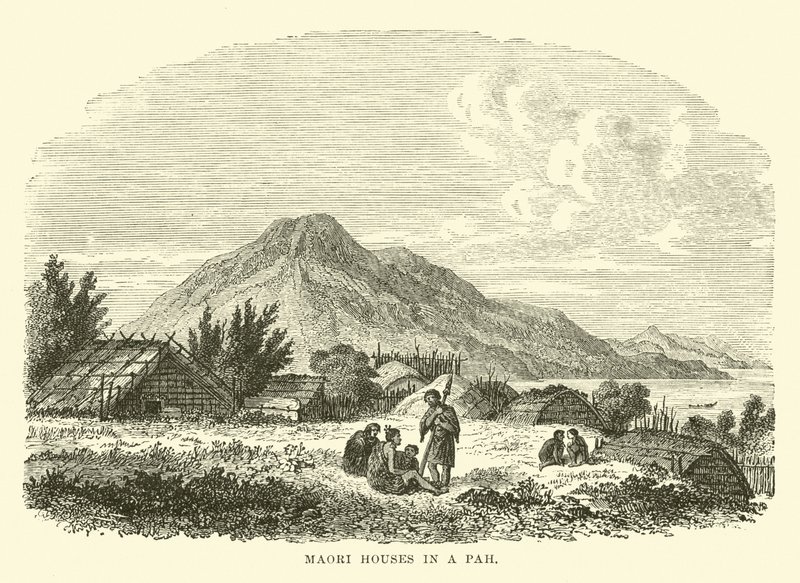 Maori-hus i en Pah av English School
