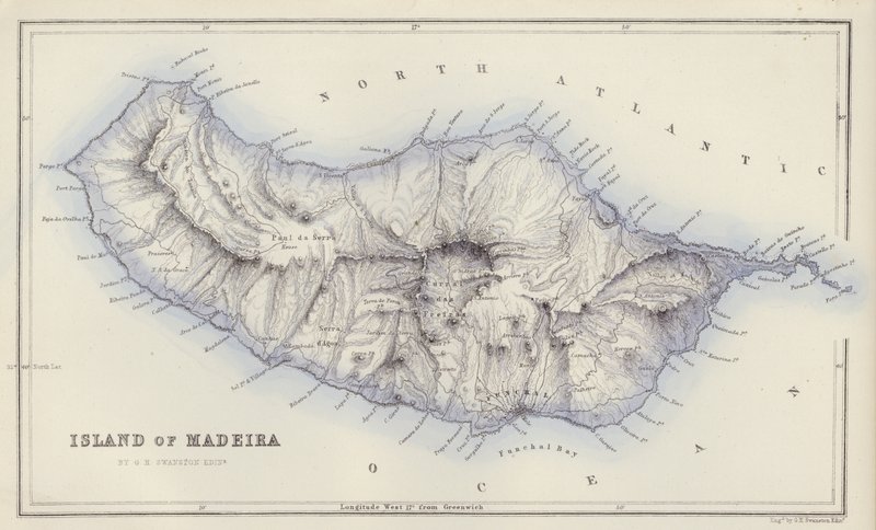 Kart: Island of Madeira, av GH Swanston, Edinburgh (fargebilder) av English School