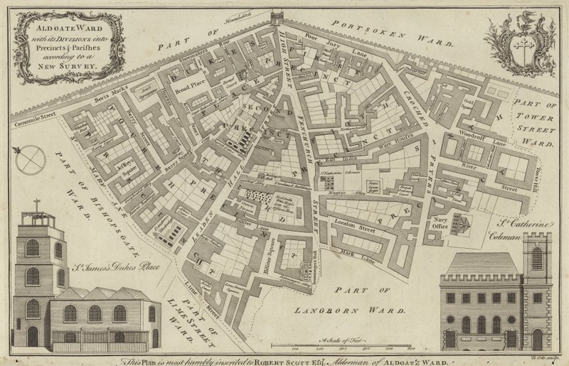 Kart over Aldgate Ward, London av English School