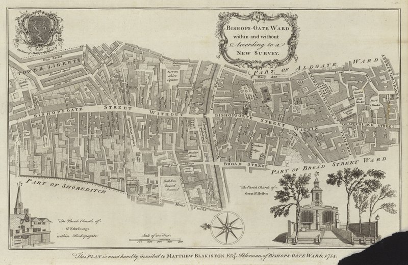 Kart over Bishopsgate Ward, London av English School