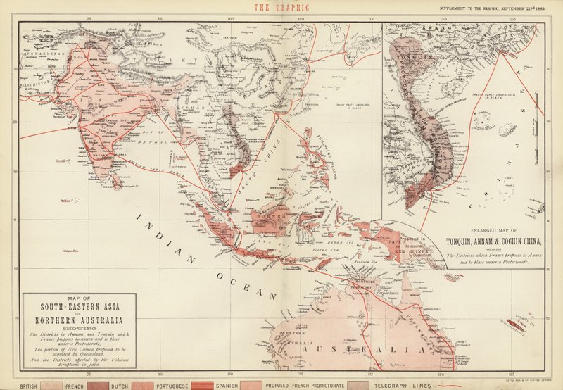 Kart over Sørøst-Asia og Nord-Australia av English School
