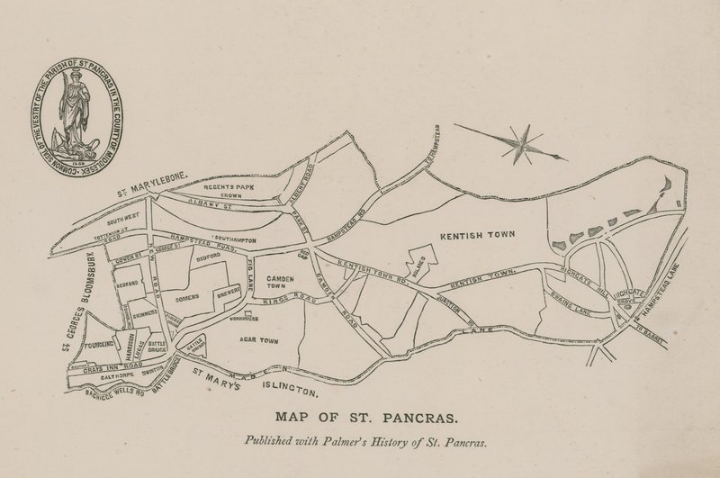Kart over St Pancras av English School