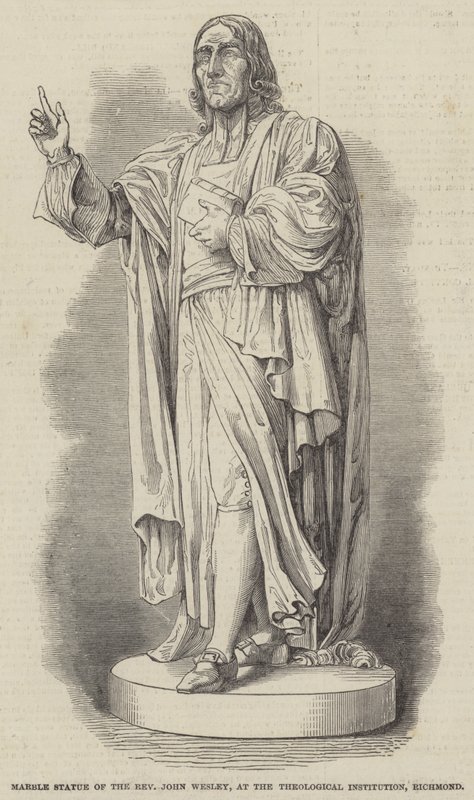 Marmorstatue av pastor John Wesley, ved Theological Institution, Richmond (gravering) av English School