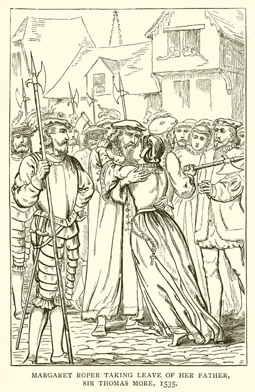 Margaret Roper tok avskjed med sin far, Sir Thomas More, 1535 av English School