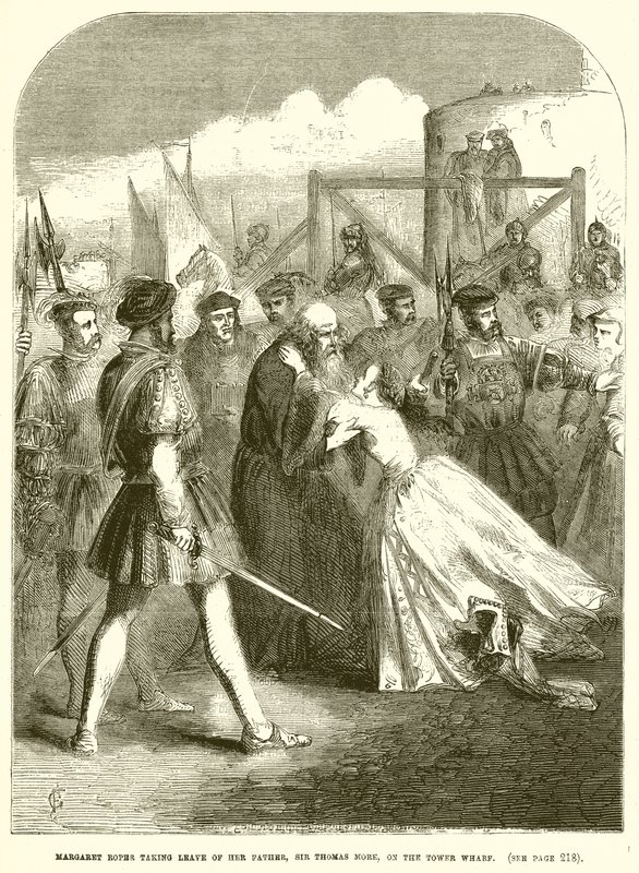 Margaret Roper tar avskjed med sin far, Sir Thomas More, på Tower Wharf av English School