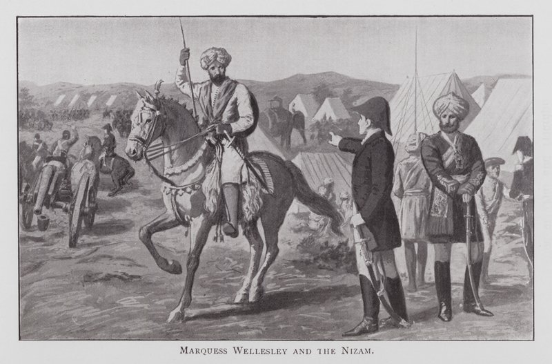 Marquess Wellesley and the Nizam (litho) av English School