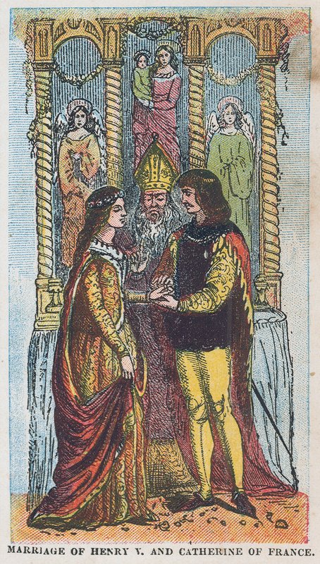 Ekteskap med kong Henry V og Katarina av Frankrike av English School