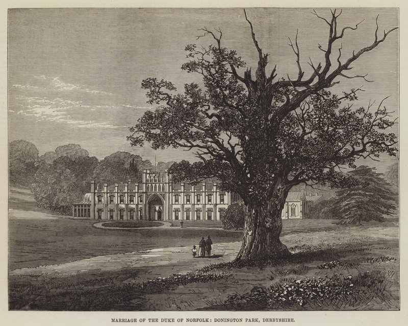Ekteskap med hertugen av Norfolk, Donington Park, Derbyshire (gravering) av English School