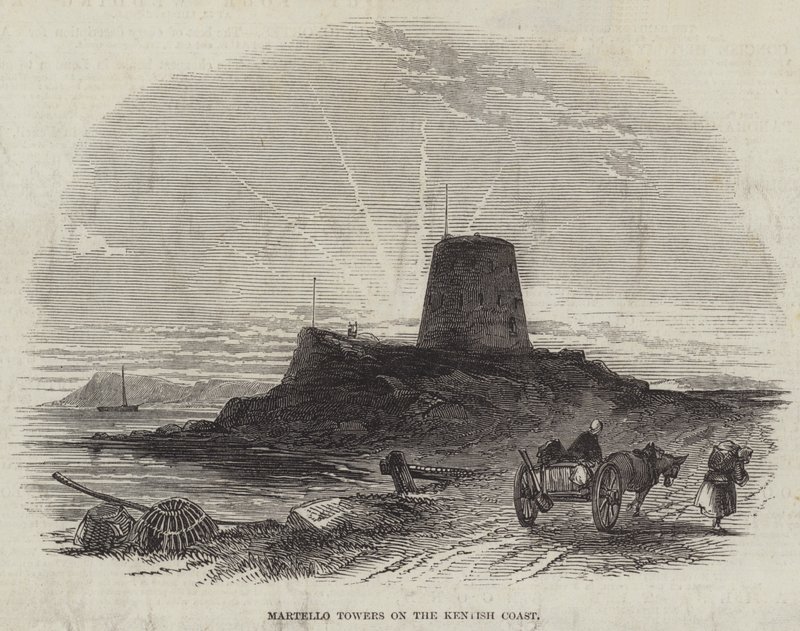 Martello Towers på Kentish Coast (gravering) av English School