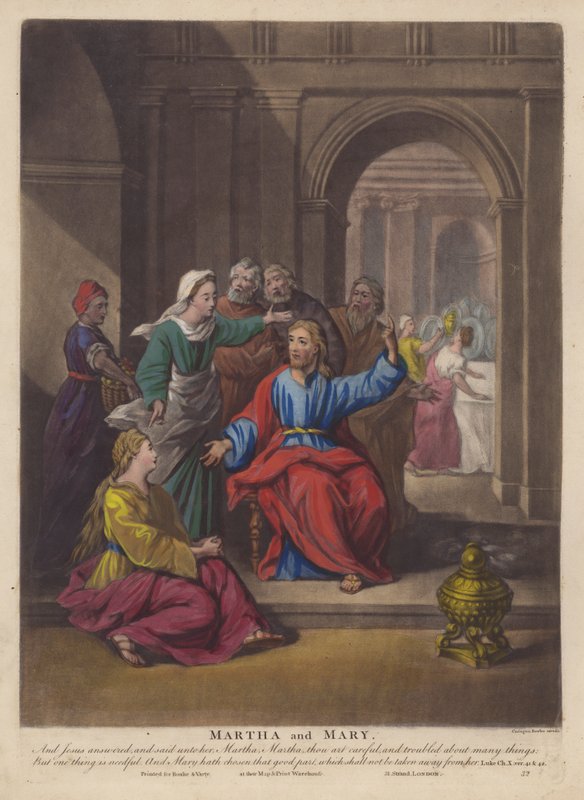 Martha og Mary (farge litho) av English School