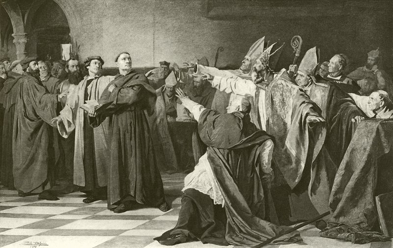 Martin Luther før konsilet i Worms (gravyr) av English School