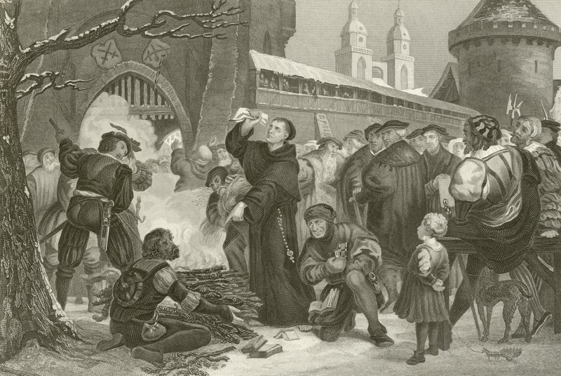 Martin Luther brenner pavens oksen av English School